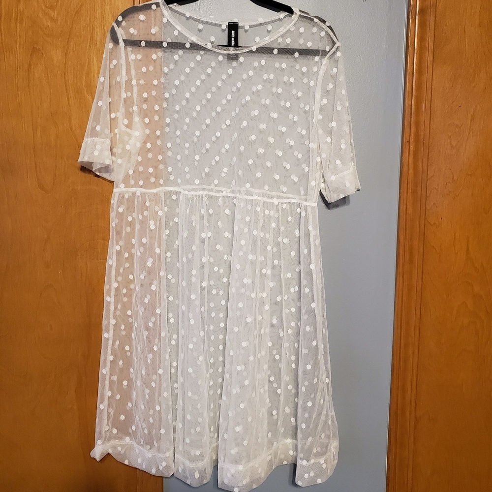 Agnes & Dora SHORT MESH EASY DRESS CREAM DOT